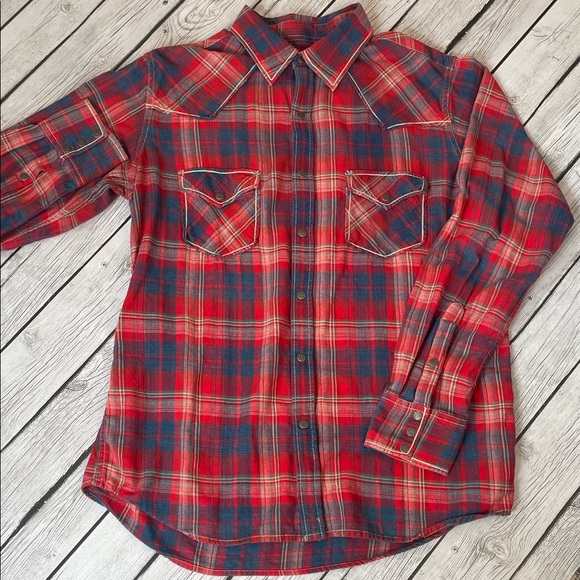 Ryan Michael Other - RYAN MICHAEL PLAID SHIRT RED & BLUE
Size L